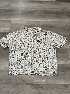 Fuckingawesome Camp Shirt Mens XL Dictionary Cabana Black Ink Short Sleeve Rayon